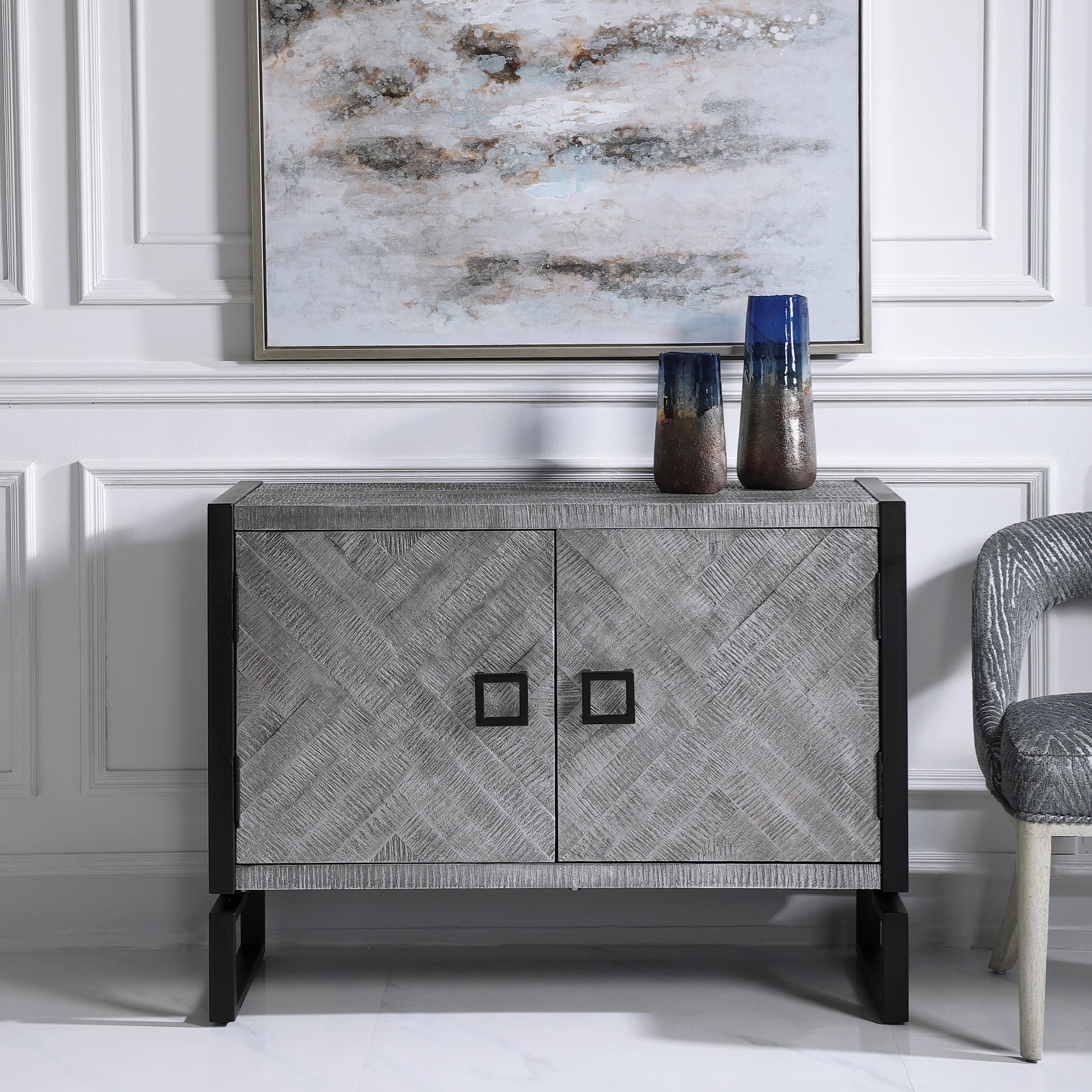 Uttermost Accent Furniture Chests Keyes 2Door Gray Sheely